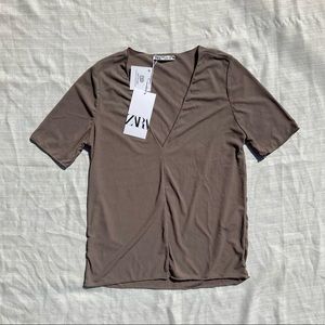 Zara Metal Mink Ribbed T-Shirt